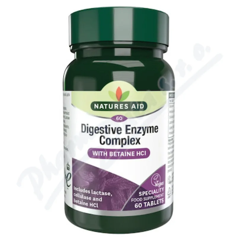 Natures Aid Tráviace enzýmy Complex s betaínom HCl 100 mg 60 tabliet