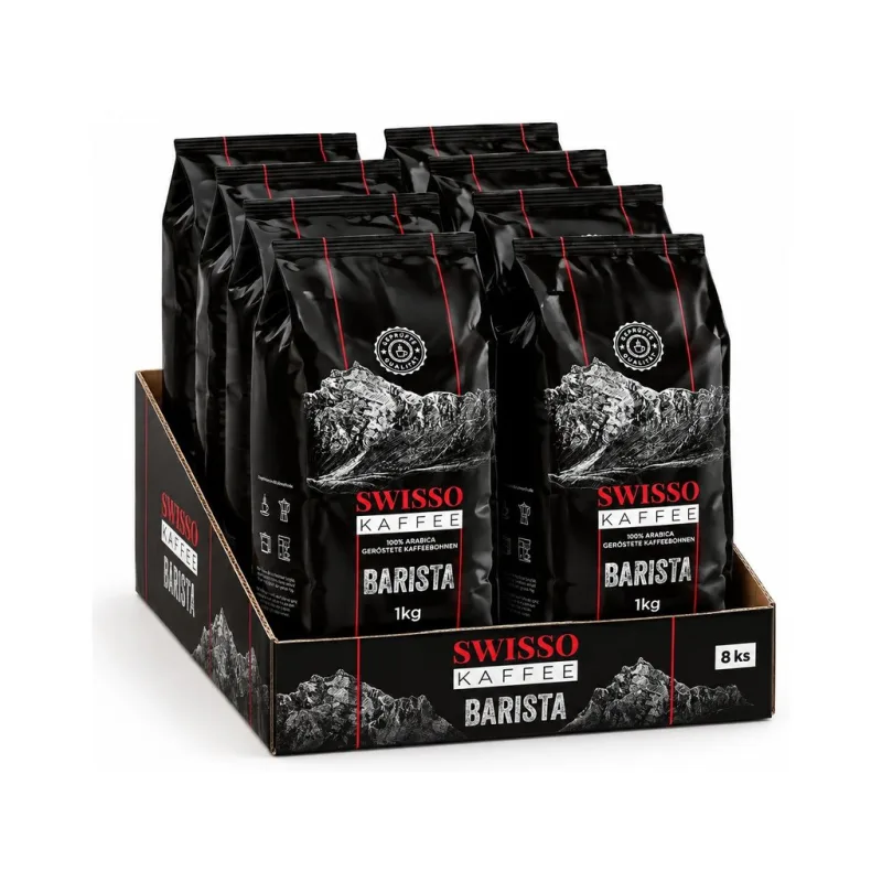 Swisso Barista zrnková káva 100% arabika 8x1 kg - VÝHODNÉ BALENÍ  - výhodné balení