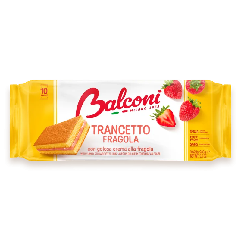 Balconi Trancetto Fragola jahodové piškotové řezy 10 ks, 280 g  - originál z Německa