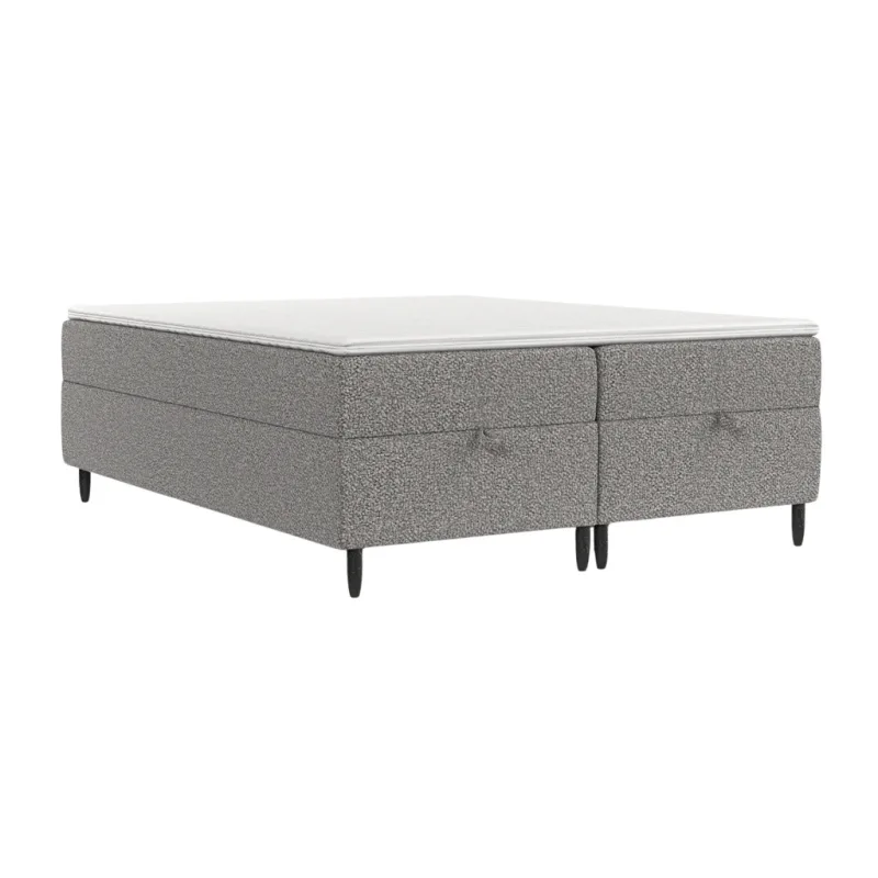 Šedá čalouněná postel boxspring KANAI 200 x 200 cm
