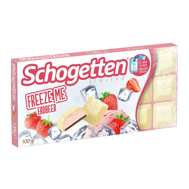Schogetten Freeze Me bílá čokoláda s jahodami 100 g  - originál z Německa