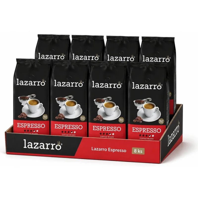 Lazarro Espresso zrnková káva 8x1 kg - VÝHODNÉ BALENÍ  - výhodné balení