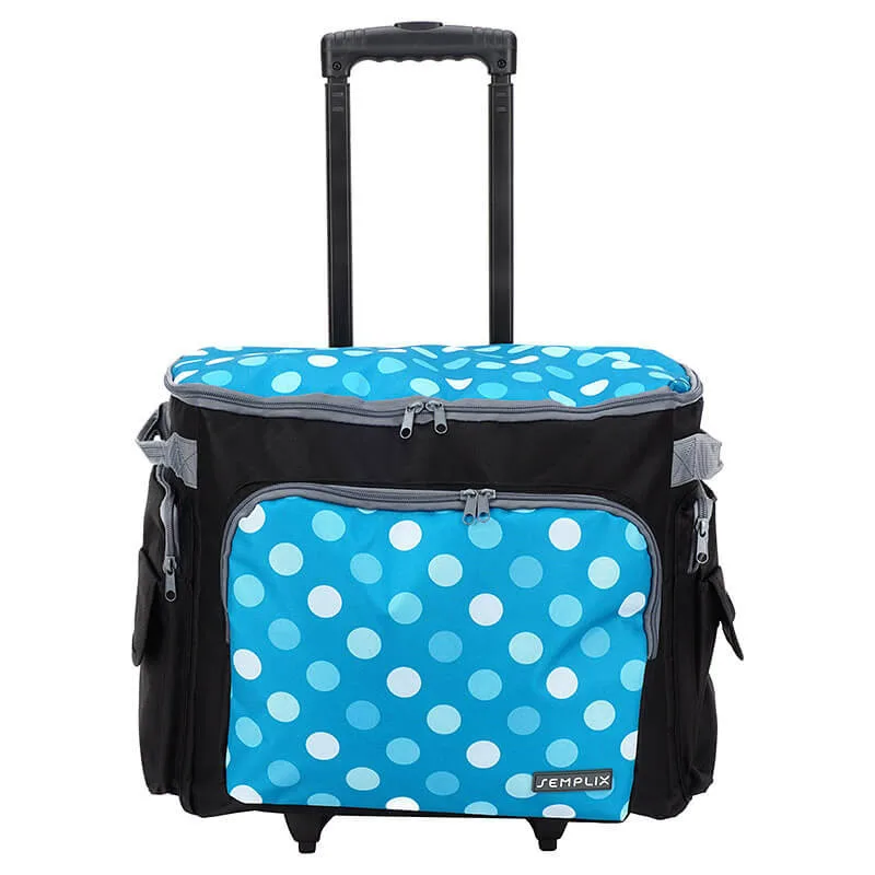 Pojazdná taška na šijací stroj Polka dot modrá