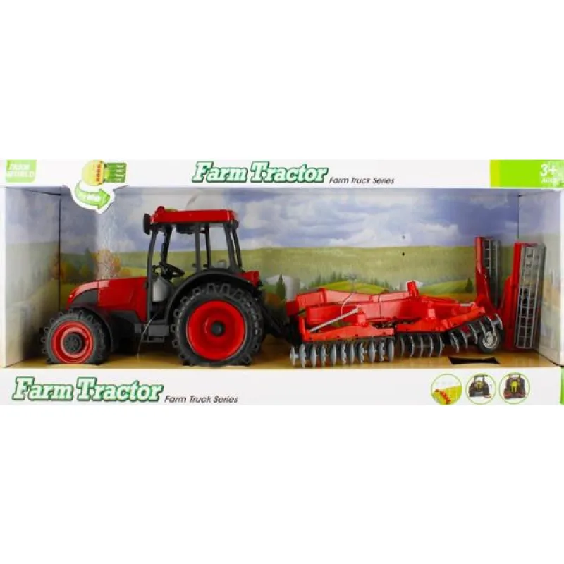 Traktor se zemědělským strojem + osvětlením