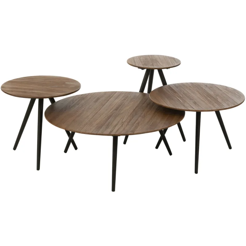 Set čtyř hnědých dřevěných odkládacích stolků J-line Tooky 70/50/40/30 cm
