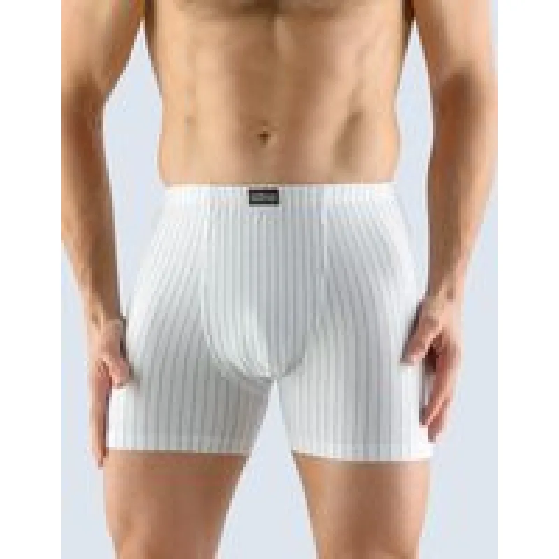Pánské boxerky s delší nohavičkou, šité 74105P - bílá tm. šedá (M/L)