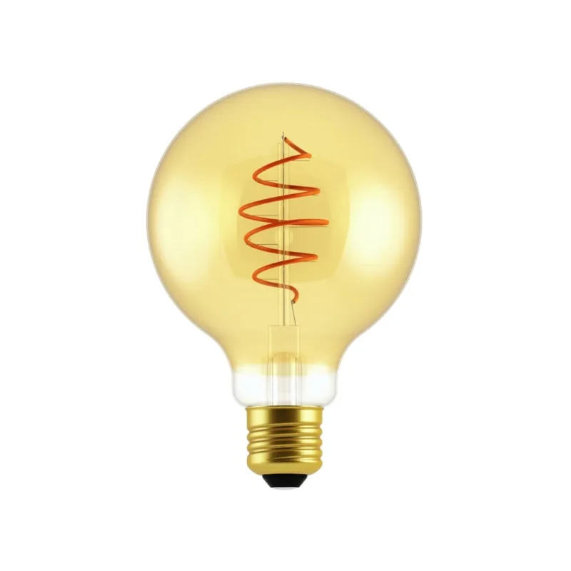 Žlutá dekorativní stmívatelná LED žárovka Spiral Deco Globe Gold E27 4,9W