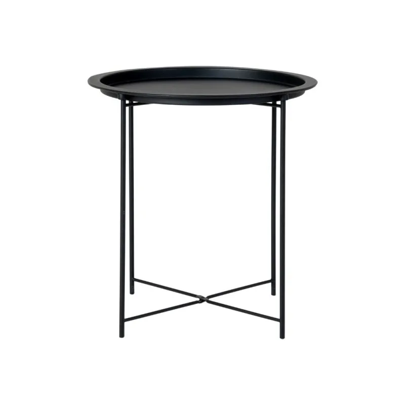 Černý kulatý kovový odkládací stolek Ronan 47 cm
