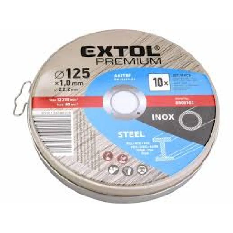 Kotúč rezný na oceľ a antikoro 10ks, 125×1,0mm, EXTOL PREMIUM