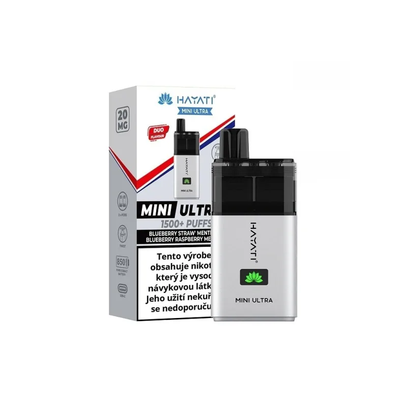 Hayati Mini Ultra 1500 - Blueberry Strawberry Menthol Blueberry Raspberry - 20mg Menthol  Borůvka Jahoda Menthol / Borůvka Malina Menthol