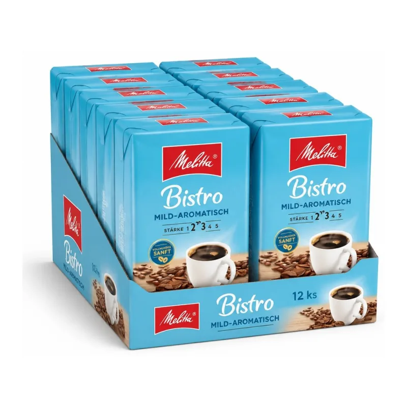 Melitta Bistro Mild mletá káva 12x500 g - VÝHODNÉ BALENÍ  - výhodné balení