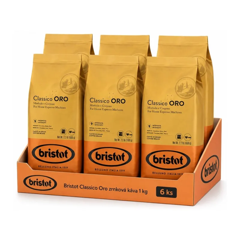 Bristot Classico Oro zrnková káva 6x1 kg - VÝHODNÉ BALENÍ  - výhodné balení