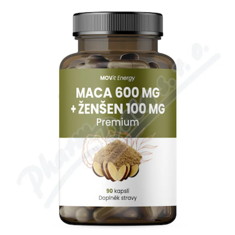 MOVit Maca 600 mg+Ženšen 100mg Premium cps.90