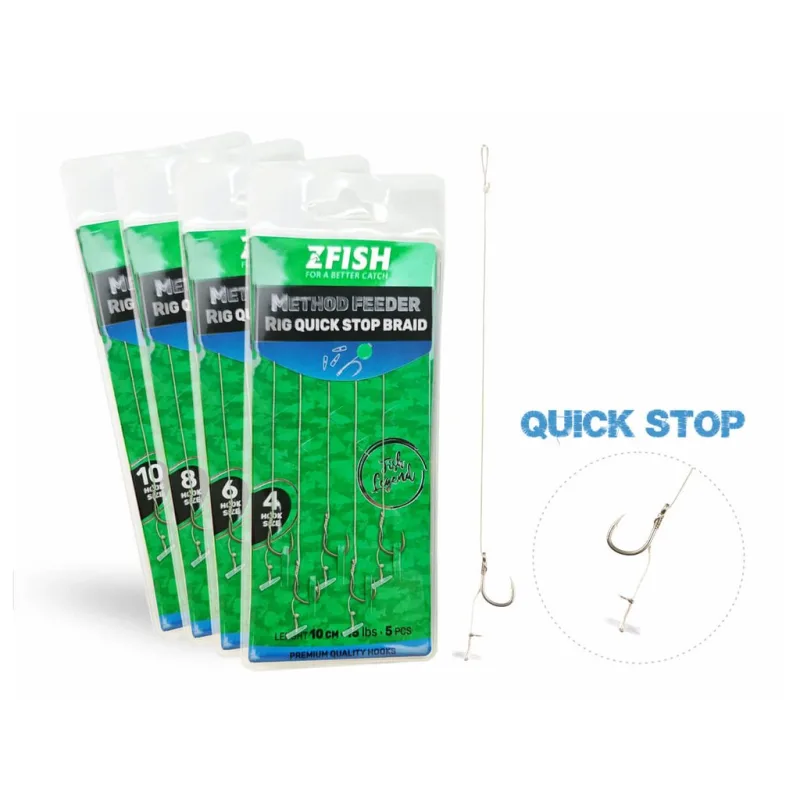 ZFISH Návazec Method Feeder Rig Quick Stop Braid 5 ks