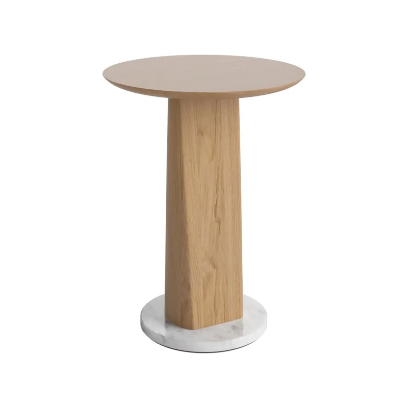 Dubový odkládací stolek Root 42 cm s mramorovou podstavou