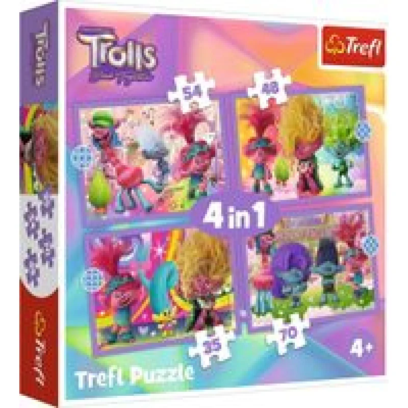 TREFL Puzzle Trollové Barevné dobrodružství 4v1