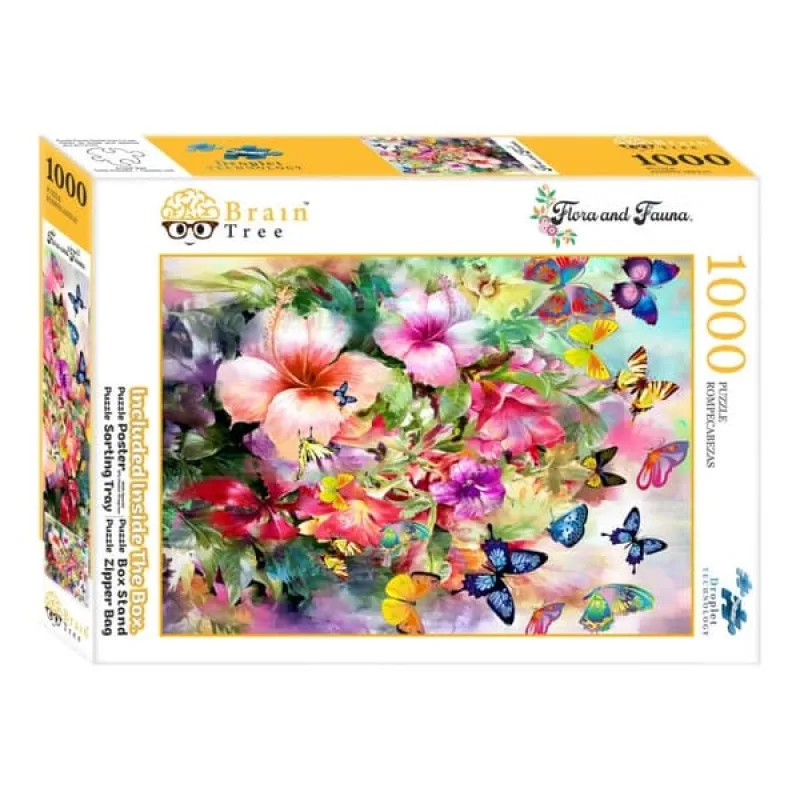 Strom mozgu Puzzle Kvety a motýle 1000 dielikov