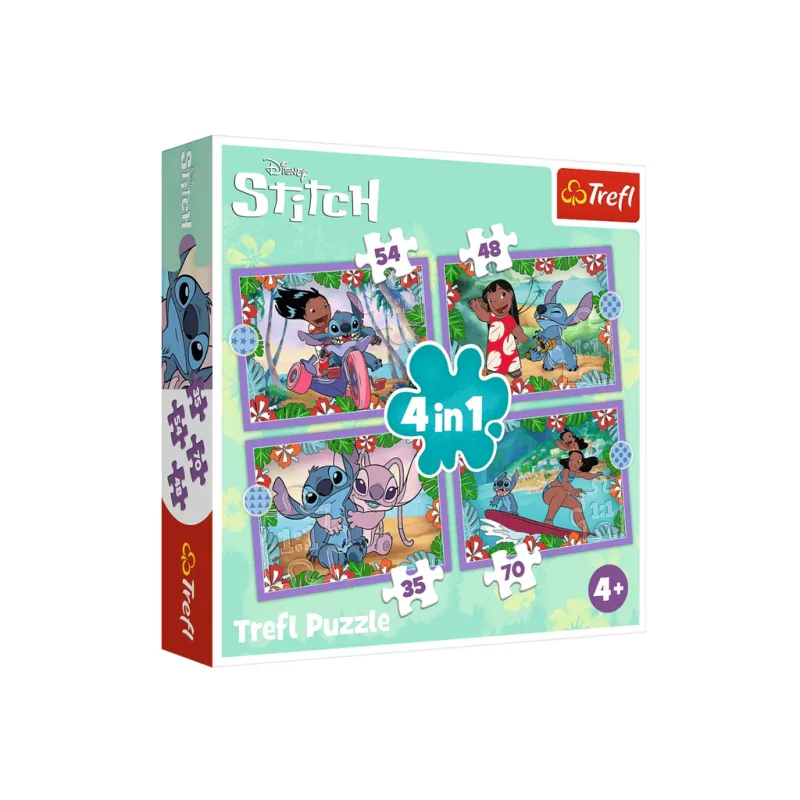 Puzzle Bláznivý deň Lilo a Stitch 4v1 Trefl