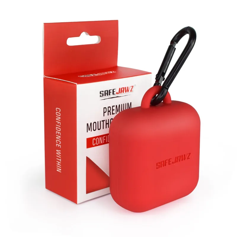 SafeJawz Premium silikonové pouzdro pro chrániče zubů - červená - One Size