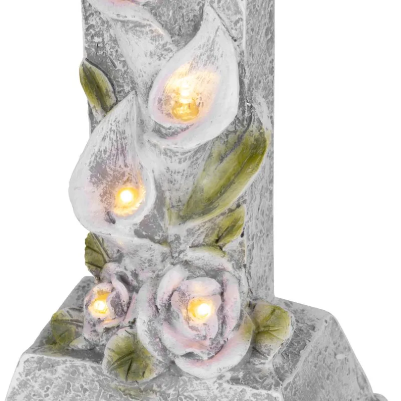 Dekorácia MagicHome, Kríž, LED, polyresin, na hrob, solar, 15x9,5x32 cm