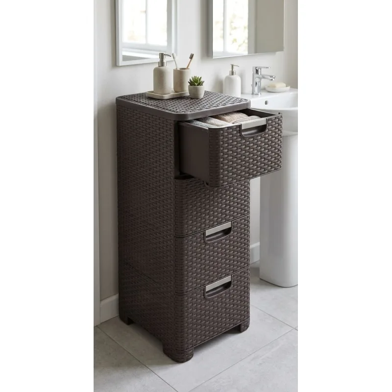 Komoda Curver® STYLE 4x, tmavohnedá, 33x79x38 cm
