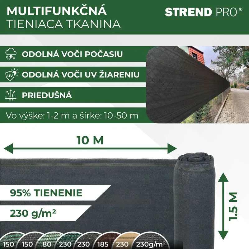 Tkanina PRIVAT.NET 1,5x10 m, HDPE, UV, 230 g/m2, 95%