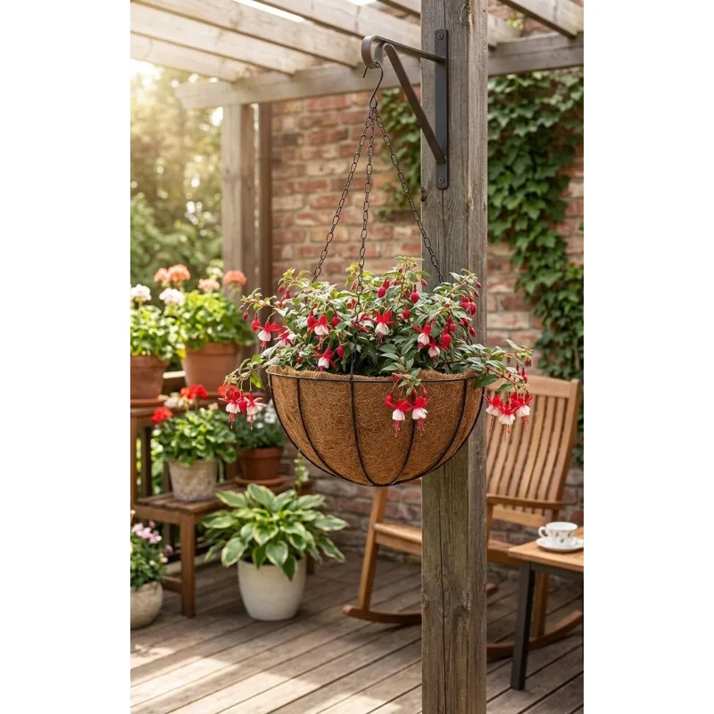 Strend Pro Kvetinac LC-CocoH-22 • oceľ/kokos závesný 25x25x12 cm
