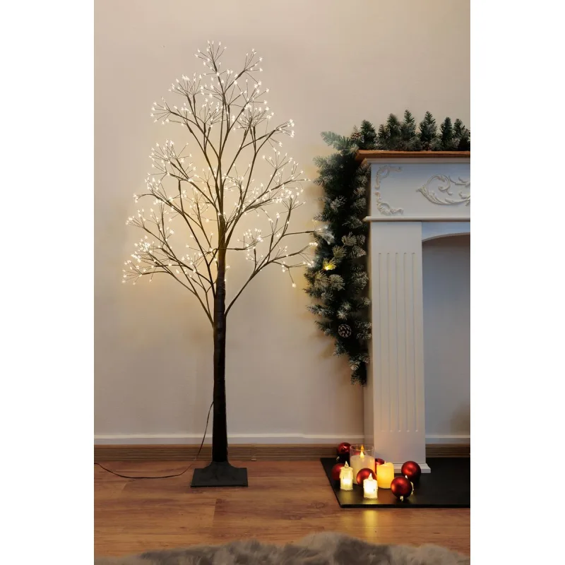 Dekorácia MagicHome Vianoce biely stromček v kupole LED teplá biela interiér 5,5x9 cm