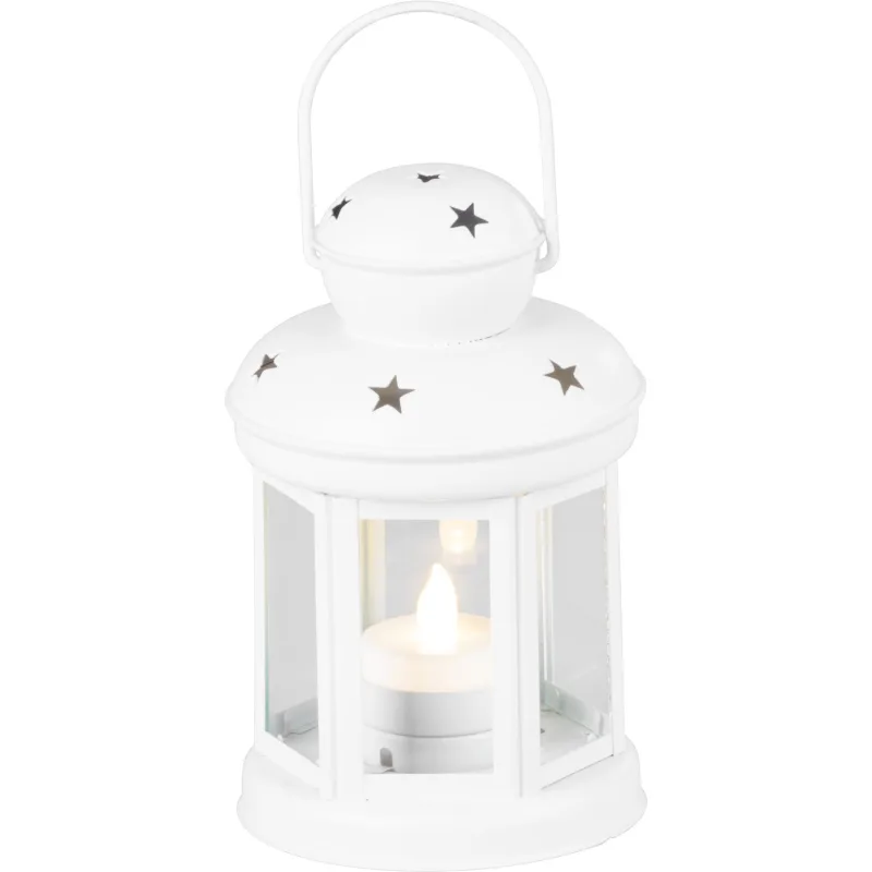 Lampáš MagicHome Vianoce, s LED sviečkou, 10x15/20 cm Farba: biely