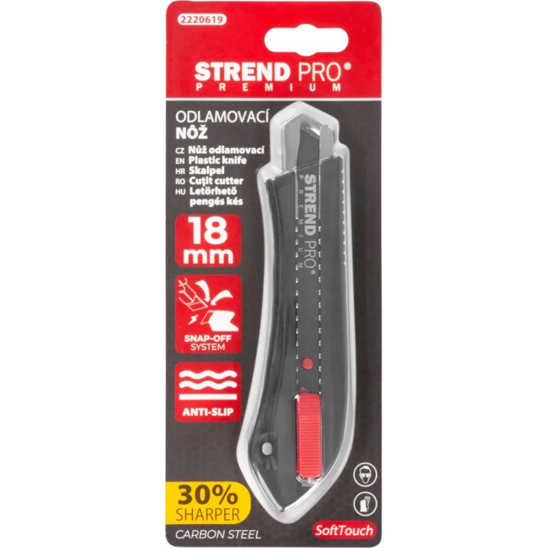 Nôž Strend Pro Premium FD782, BlackMatt, SoftTouch, 18 mm, odlamovací