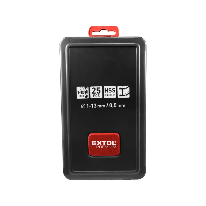 Extol Premium Vrtáky do kovu, HSS, DIN338, 19-dielna sada, pr. 1-10mm/0,5mm, kovové puzdro