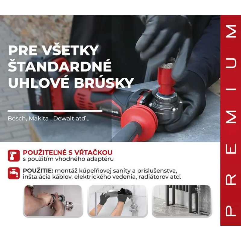 Sada vyrezávačov Strend Pro Premium, DCB11S5, 20-35-45-55-72 mm, M14, diamant, korunky, professional