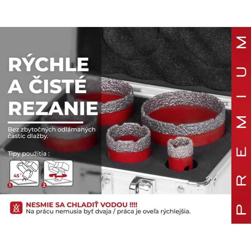 Sada vyrezávačov Strend Pro Premium, DCB11S5, 20-35-45-55-72 mm, M14, diamant, korunky, professional