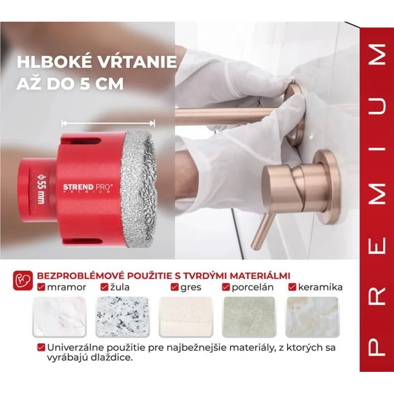 Vyrezávač Strend Pro Premium DCB11, 55 mm, M14, korunka, diamant, professional