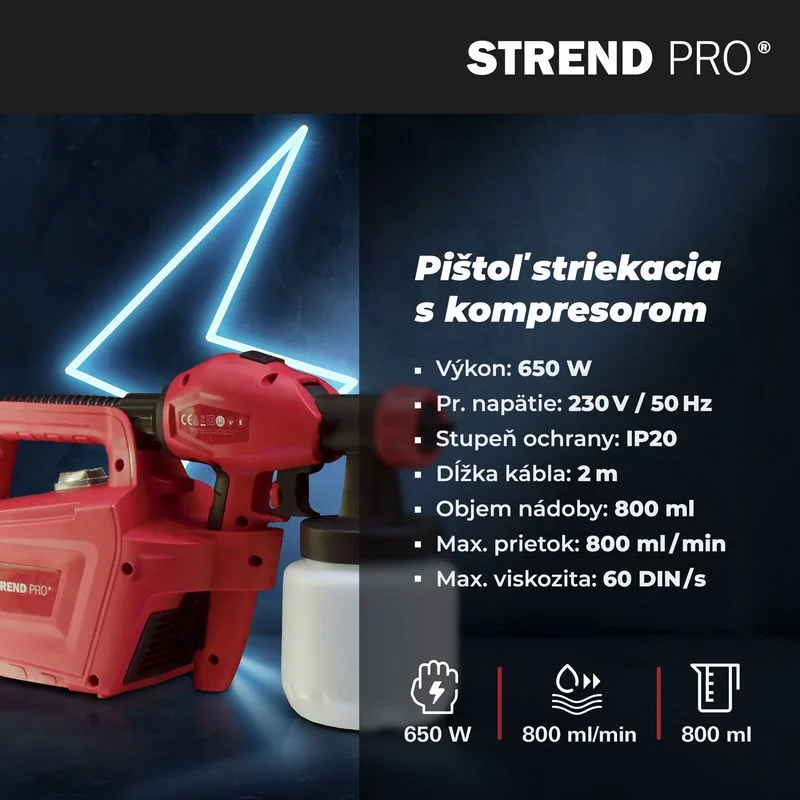 Pištoľ STREND PRO JS-FB17AII, 650W, 800 ml, striekacia, s kompresorom