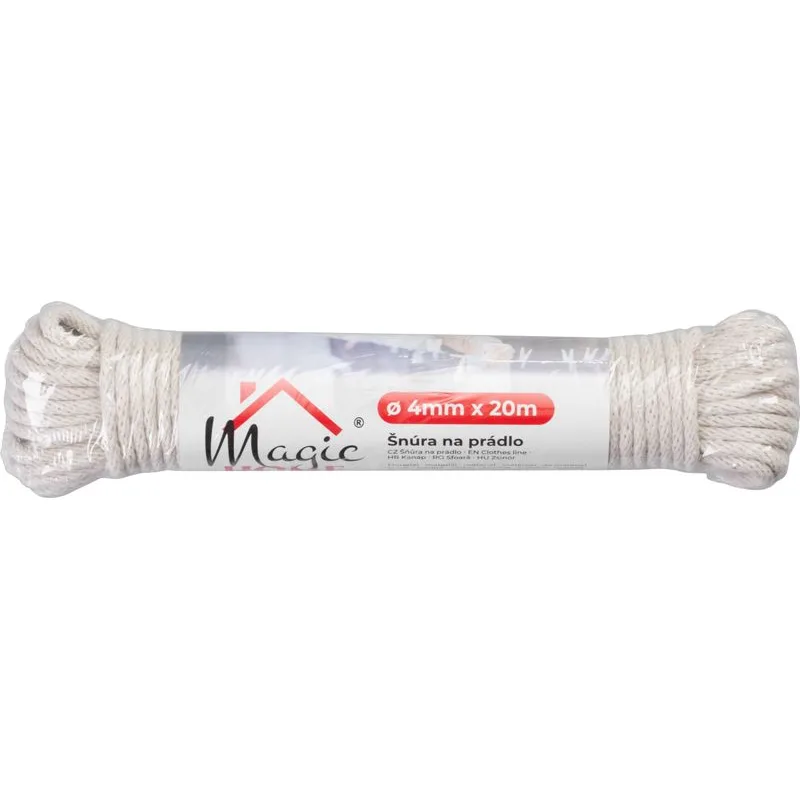 Šnúra na prádlo Cloth-Line 20 m/4 mm, Bavlna, biela