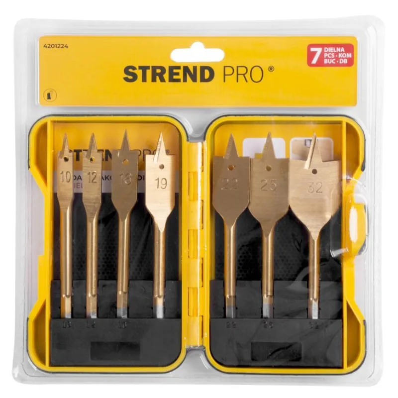 Sada vrtákov Strend Pro, do dreva, plochý, 10-32 mm, bal. 7 ks