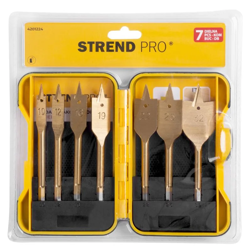 Sada vrtákov Strend Pro, do dreva, plochý, 10-32 mm, bal. 7 ks
