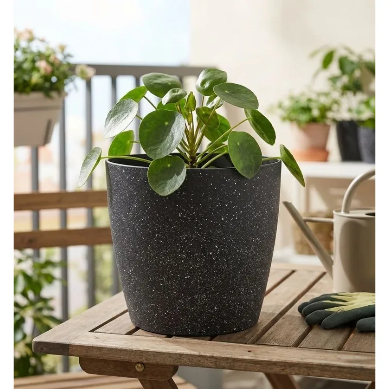STREND PRO Garden Kvetináč Stone, 28x26 cm, biely, efekt kameÅa
