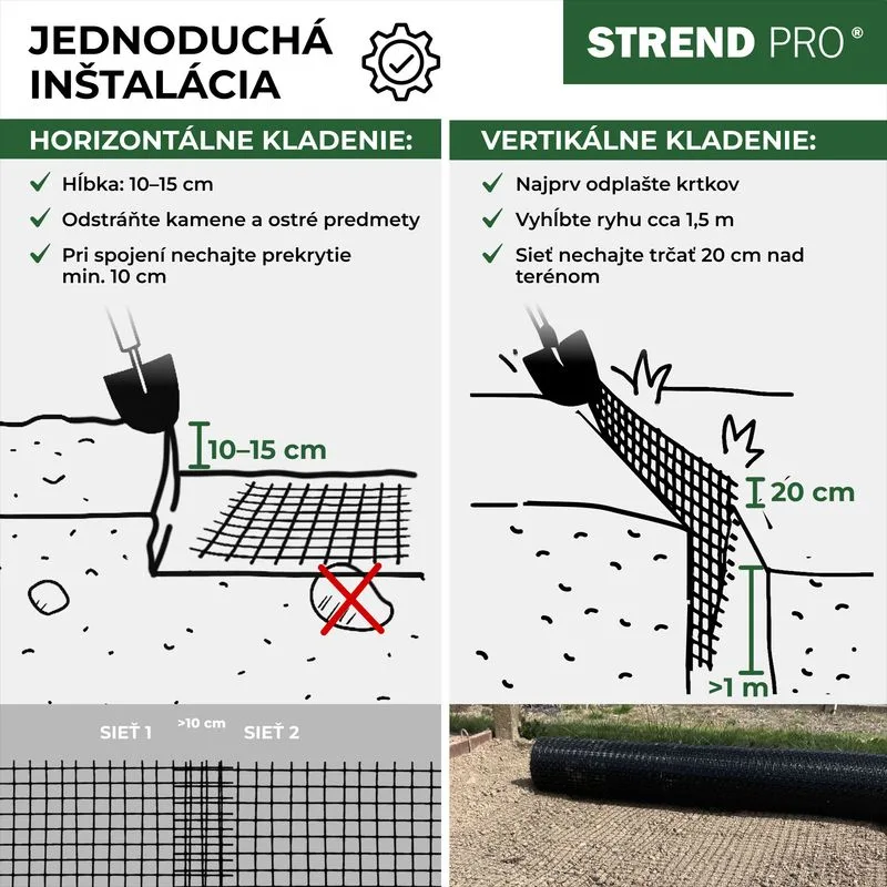 Sieť do zeme proti krtkom GrassGuard 16x16 mm, 2 m, L200 m