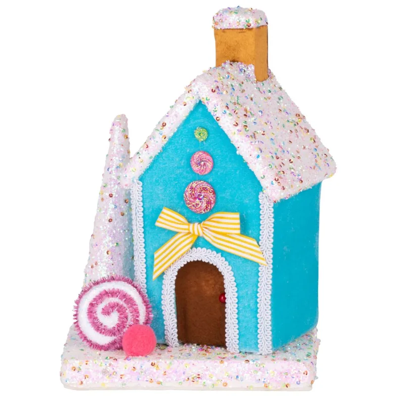 Vianočná dekorácia Candy Line, domček, modrý, 27 cm