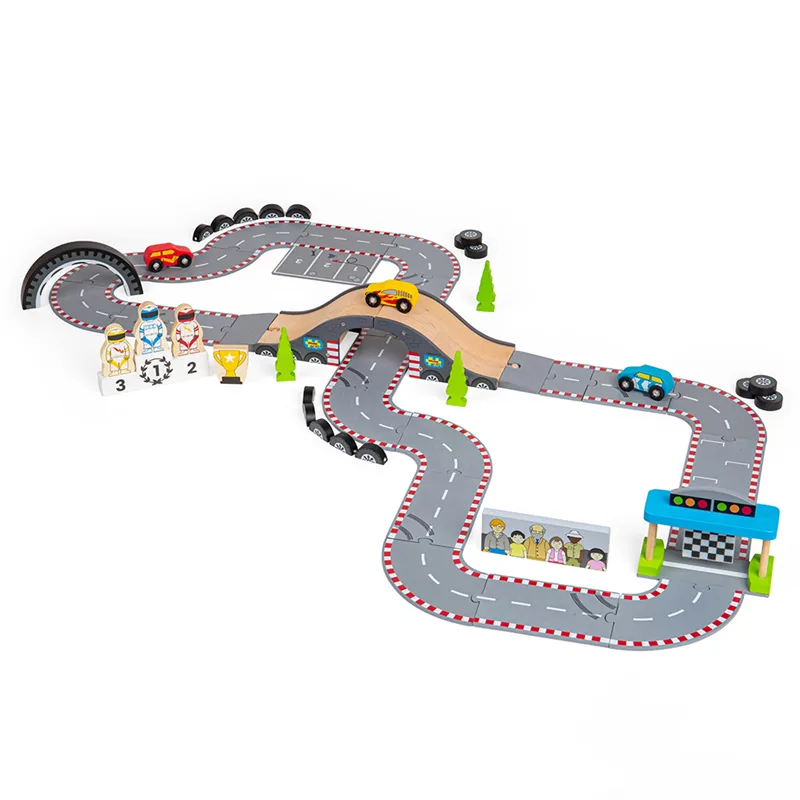 Bigjigs Rail Drevená autodráha Pretekársky deň