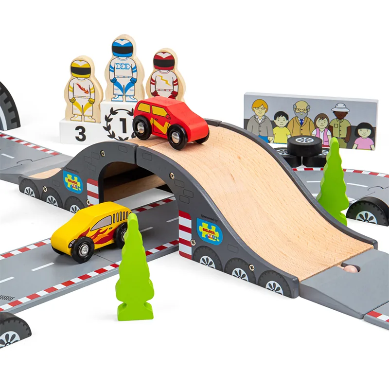 Bigjigs Rail Drevená autodráha Pretekársky deň