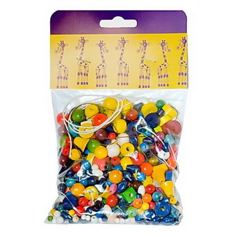 Detoa Drevené korálky - Mix perál farebných 100g