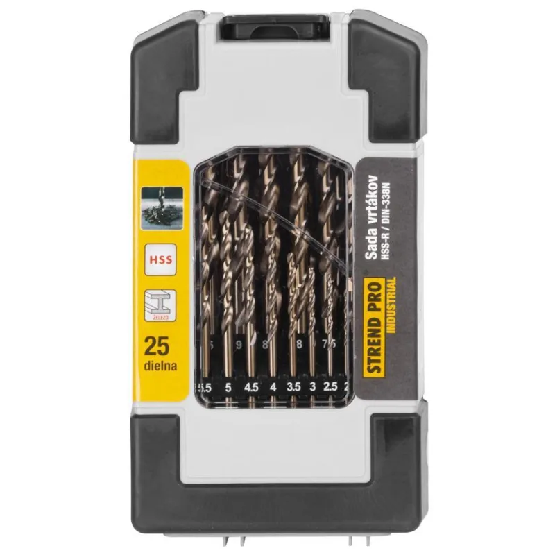 Sada vrtákov do kovu Strend Pro M2 – 25 dielna, 1-13 mm, HSS, professional
