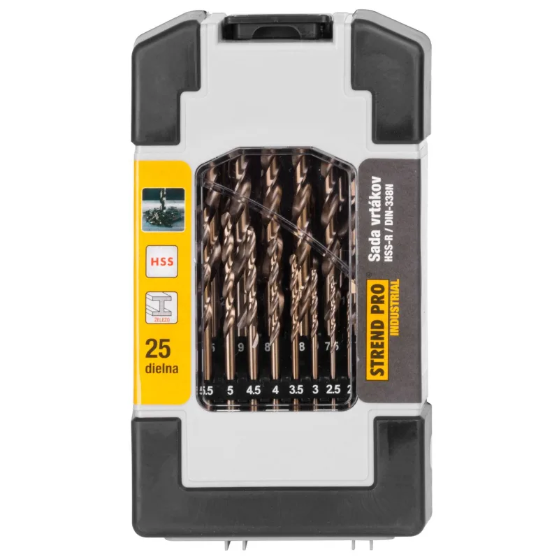 Sada vrtákov do kovu Strend Pro M2 – 25 dielna, 1-13 mm, HSS, professional