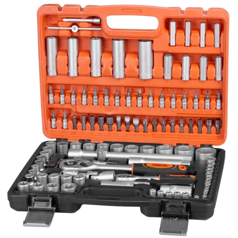 Strend Pro 210 Sada hlavíc a náradia v kufri 108 dielna 1/4"+1/2"