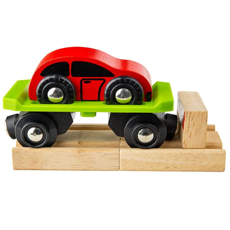 Bigjigs Rail Drevené vláčiky - Vagón s autom