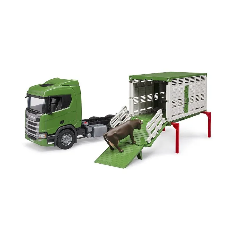 Bruder 3548 Prepravník zvierat Scania s figúrkou kravy