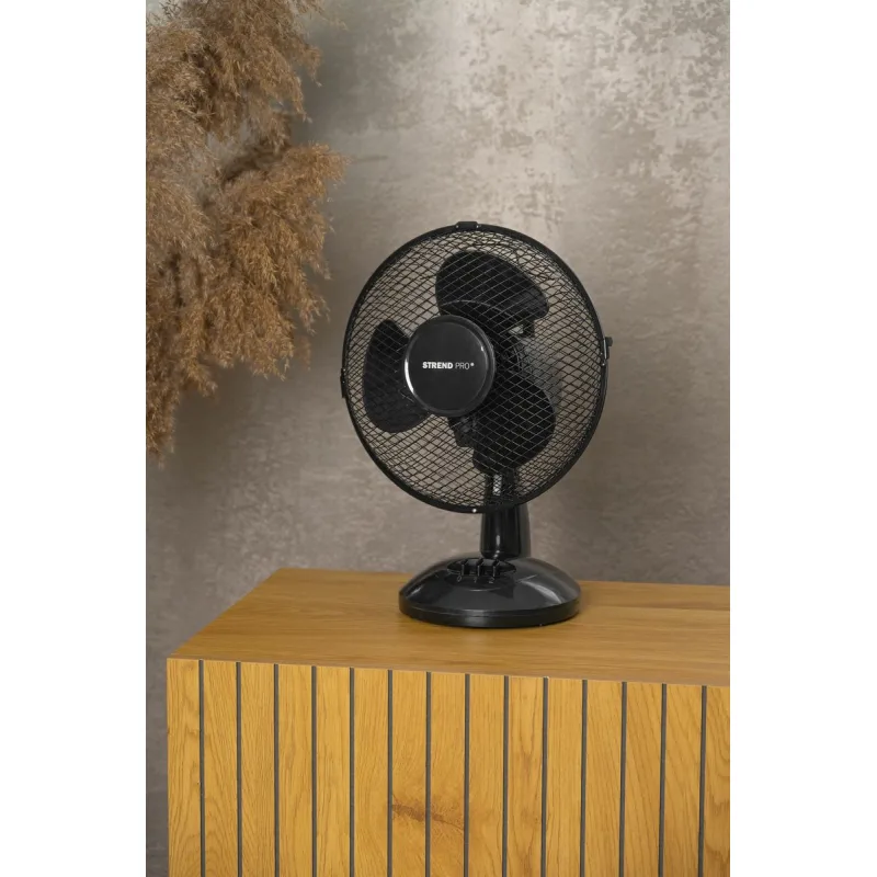 Ventilátor Strend Pro, stolový, čierny, 23 cm, 25 W